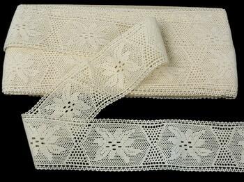 Cotton bobbin lace insert 75167, width 46 mm, ecru - 1