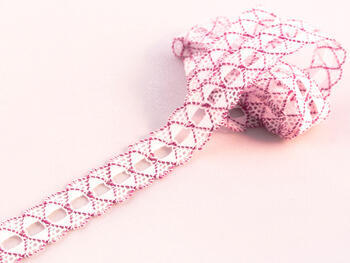 Bobbin lace No. 75169 white/fuchsia | 30 m