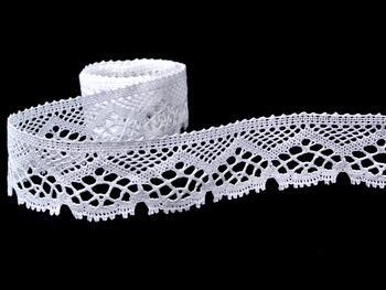 Cotton bobbin lace 75177, width 47 mm, white - 1