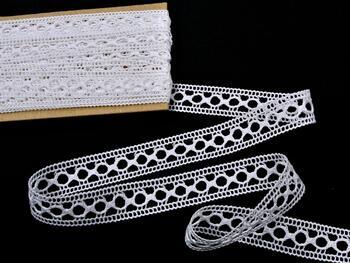 Cotton bobbin lace insert 75181, width 25 mm, white - 1