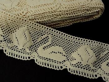 Cotton bobbin lace 75185, width 80 mm, ecru - 1