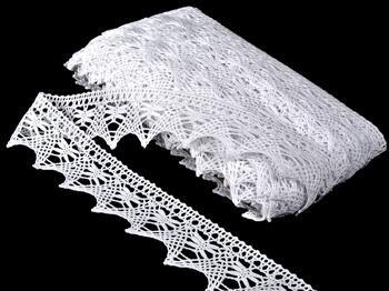 Cotton bobbin lace 75186, width 52 mm, white - 1