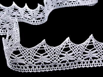 Cotton bobbin lace 75186, width 52 mm, white merce. - 1