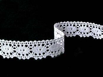 Cotton bobbin lace 75187, width 32 mm, white - 1