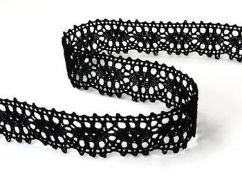 Cotton bobbin lace 75187, width 32 mm, black - 1