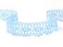Cotton bobbin lace 75187, width 32 mm, light blue - 1/3