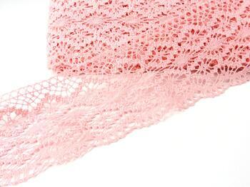Cotton bobbin lace 75188, width 100 mm, pink - 1