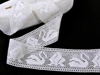 Cotton bobbin lace insert 75189, width 77 mm, white - 1