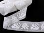 Cotton bobbin lace insert 75189, width 77 mm, white - 1/3
