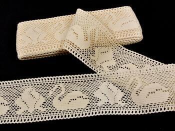 Cotton bobbin lace insert 75189, width 77 mm, ecru - 1