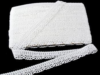 Cotton bobbin lace 75192, width 27 mm, white - 1