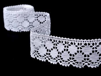 Cotton bobbin lace 75195, width 43 mm, white - 1