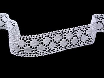 Cotton bobbin lace insert 75196, width 42 mm, white - 1