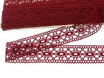 Cotton bobbin lace insert 75201, width 35 mm, cranberry - 1