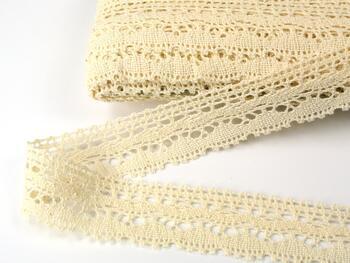 Cotton bobbin lace 75202, width 30 mm, ecru - 1