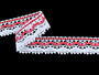Bobbin lace No. 75202 white/light red | 30 m - 1/3