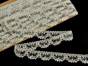 Cotton bobbin lace 75203, width 20 mm, ecru/dark linen gray - 1