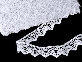 Cotton bobbin lace 75206, width 33 mm, white - 1
