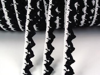Cotton bobbin lace 75207, width 14 mm, white/black - 1