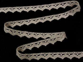 Cotton bobbin lace 75207, width 14 mm, light linen gray - 1