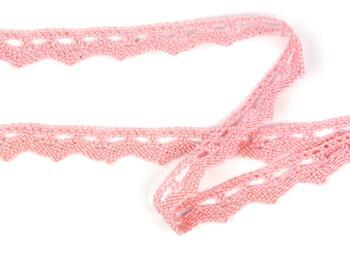 Cotton bobbin lace 75207, width 14 mm, pink - 1