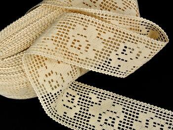 Cotton bobbin lace insert 75210, width 83 mm, ecru - 1