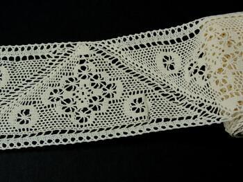 Cotton bobbin lace insert 75216, width 115 mm, ecru - 1