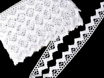 Cotton bobbin lace 75220, width 33 mm, white - 1