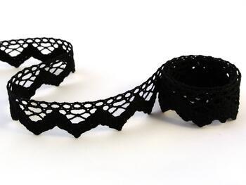 Cotton bobbin lace 75220, width 33 mm, black - 1