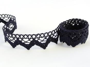 Cotton bobbin lace 75220, width 33 mm, black blue