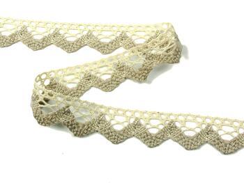 Cotton bobbin lace 75220, width 33 mm, ecru/light linen gray - 1
