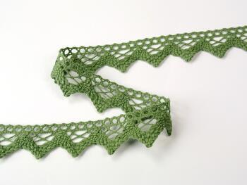 Cotton bobbin lace 75220, width 33 mm, green olive - 1