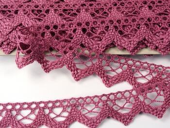 Cotton bobbin lace 75220, width 33 mm, pink - 1
