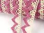 Cotton bobbin lace 75220, width 33 mm, ecru/pink - 1/4