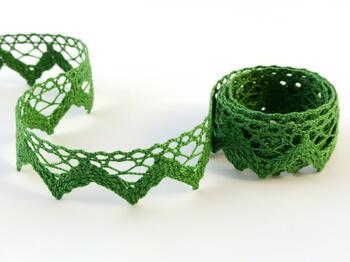 Cotton bobbin lace 75220, width 33 mm, grass green - 1