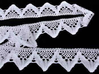 Cotton bobbin lace 75221, width 65 mm, white - 1