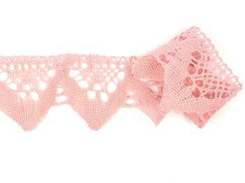 Cotton bobbin lace 75221, width 65 mm, pink - 1