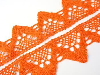 Cotton bobbin lace 75221, width 65 mm, rich orange - 1