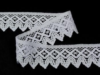 Cotton bobbin lace 75222, width 46 mm, white