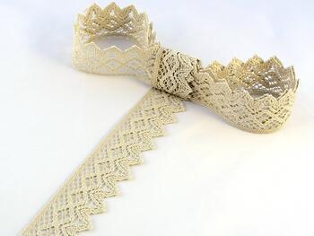 Cotton bobbin lace 75222, width 46 mm, light linen gray