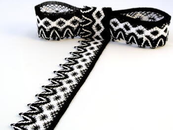 Bobbin lace No. 75222 black/white | 30 m - 1