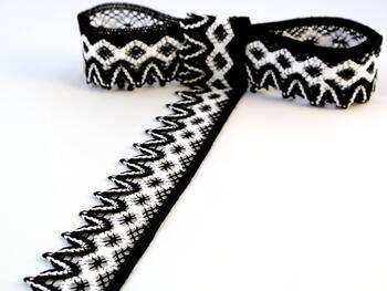 Cotton bobbin lace 75222, width 46 mm, black/white - 1