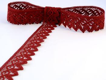 Cotton bobbin lace 75222, width 46 mm, cranberry - 1