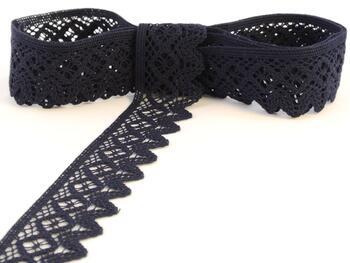 Cotton bobbin lace 75222, width 46 mm, black blue - 1