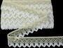 Cotton bobbin lace 75222, width 46 mm, ecru/light linen gray/white - 1/4