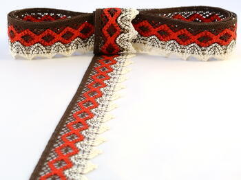 Bobbin lace No. 75222 dark brown/light red/creamy | 30 m - 1