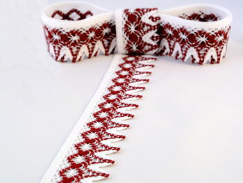 Bobbin lace No. 75222 white/red bilberry | 30 m - 1