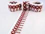 Cotton bobbin lace 75222, width 46 mm, white/cranberry - 1/2