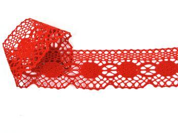 Cotton bobbin lace 75223, width 50 mm, red - 1