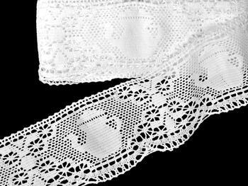 Cotton bobbin lace 75226, width 108 mm, white - 1